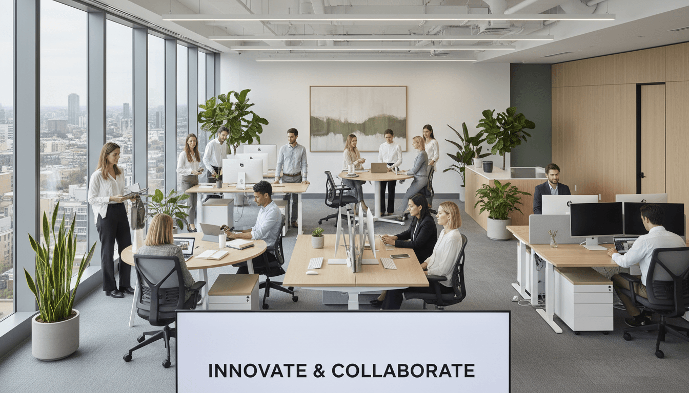 Bright commercial office interior with contract furniture